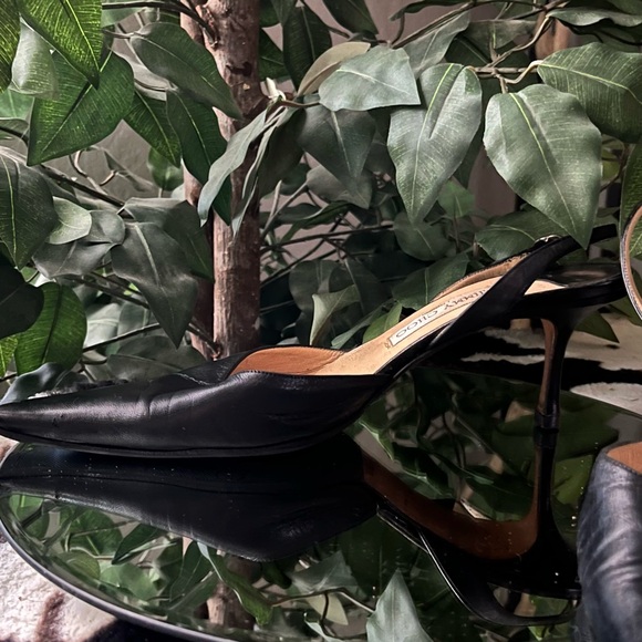 Jimmy Choo Black Leather Kitten Heels - Picture 3 of 8